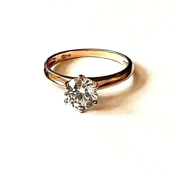 14k Yellow Gold SOLID Wedding Engagement RingRing Real GoldCZ Stone
